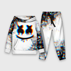 Детский костюм 3D (с толстовкой) с принтом MARSHMELLOW GLITCH ,  |  | dj | marshmello | marshmellow | usa | америка | клуб | клубная музыка | мармело | маршмелло | маршмеллоу | музыка | музыкант