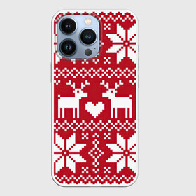 Чехол для iPhone 13 Pro с принтом Пиксельные рождественские олени ,  |  | Тематика изображения на принте: арт | большие цветы | большой цветок | вязаный рисунок | вязь | новый год | олени | олень | рисунок | рождество | сердечко | сердце | снег | снежинка | снежинки | цветок | цветы