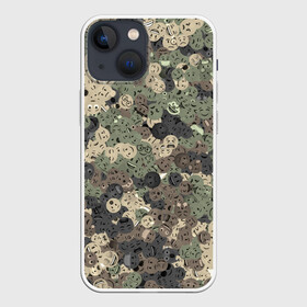 Чехол для iPhone 13 mini с принтом Эмодзи камуфляж ,  |  | emoji | emoticons | smiley | камуфляж | милитари | паттерн | смайлики | смайлы | хаки | эмодзи | эмоции