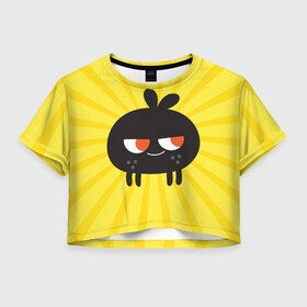 Женская футболка Crop-top 3D с принтом Toca Boca Yellow , 100% полиэстер | круглая горловина, длина футболки до линии талии, рукава с отворотами | digital toys | gamer | games | helicopter taxi | pets | toca boca | toca hair salon | toca kitchen | toca life | toca life city | toca life worl | toca tea party | video games | игры