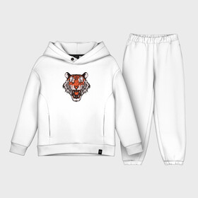 Детский костюм хлопок Oversize с принтом Tiger Soul ,  |  | 2022 | animal | cat | lion | tiger | год тигра | животные | зверь | зубы | кот | кошка | лев | охотник | полосатый | природа | тигр | тигренок | тигрица | хищник