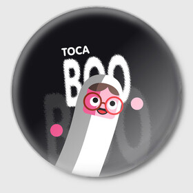 Значок с принтом Toca Boo ,  металл | круглая форма, металлическая застежка в виде булавки | Тематика изображения на принте: digital toys | gamer | games | helicopter taxi | pets | toca boca | toca hair salon | toca kitchen | toca life | toca life city | toca life worl | toca tea party | video games | игры