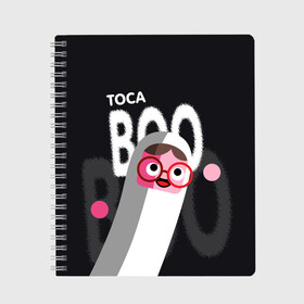 Тетрадь с принтом Toca Boo , 100% бумага | 48 листов, плотность листов — 60 г/м2, плотность картонной обложки — 250 г/м2. Листы скреплены сбоку удобной пружинной спиралью. Уголки страниц и обложки скругленные. Цвет линий — светло-серый
 | Тематика изображения на принте: digital toys | gamer | games | helicopter taxi | pets | toca boca | toca hair salon | toca kitchen | toca life | toca life city | toca life worl | toca tea party | video games | игры