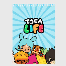 Скетчбук с принтом Toca boca life , 100% бумага
 | 48 листов, плотность листов — 100 г/м2, плотность картонной обложки — 250 г/м2. Листы скреплены сверху удобной пружинной спиралью | Тематика изображения на принте: digital toys | gamer | games | helicopter taxi | pets | toca boca | toca hair salon | toca kitchen | toca life | toca life city | toca life worl | toca tea party | video games | игры