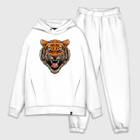 Мужской костюм хлопок OVERSIZE с принтом Tiger Hunter ,  |  | 2022 | animal | cat | lion | tiger | год тигра | животные | зверь | зубы | кот | кошка | лев | охотник | полосатый | природа | тигр | тигренок | тигрица | хищник