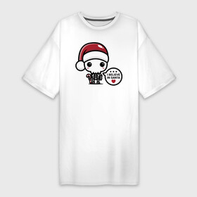 Платье-футболка хлопок с принтом I believe in Santa ,  |  | eyes | heart | holiday | santa klaus | skeleton | skull | star | глаза | дед мороз | звезда | праздник | сердце | скелет | череп