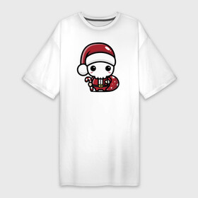 Платье-футболка хлопок с принтом Маленький Санта Клаус ,  |  | eyes | gifts | heart | holiday | santa klaus | skeleton | skull | star | глаза | дед мороз | звезда | подарки | праздник | сердце | скелет | череп