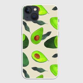 Чехол для iPhone 13 с принтом Авокадо   фруктовый паттерн ,  |  | авокадо | дерево | здоровье | зелёный | костояка | лист | паттерн | полезный | половина | урожай | фрукт | целый | экзотический