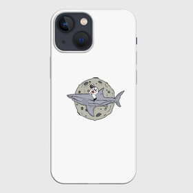 Чехол для iPhone 13 mini с принтом Moonserfer ,  |  | акула | космонавт | космос | луна | путешествие | рыба | ссср