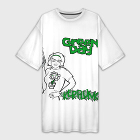 Платье-футболка 3D с принтом Kerplunk  Green Day ,  |  | Тематика изображения на принте: american idiot | green day | альтернативный | билли джо армстронг | греен дай | грин дей | гриндей | группа | зелёный день | майк дёрнт | музыка | панк | поп | поппанк | рок | тре кул