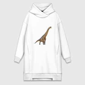 Платье-худи хлопок с принтом Брахиозавр ,  |  | арт | брахиозавр | динозавр | доисторические | рисунок