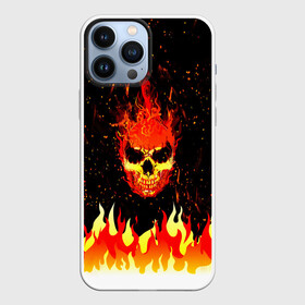 Чехол для iPhone 13 Pro Max с принтом Пылающий Череп (Огонь) ,  |  | beast | fire | head | skulls | голова | зверь | зубы | кости | огонь | паттерн | пламя | скелет | текстура | точки | узор | черепа | черный | яркий