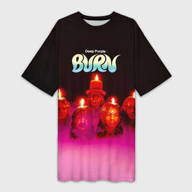 Платье-футболка 3D с принтом Deep Purple  Burn ,  |  | deep purple | альбом | гловер | группа | дееп | деп | ди | дип перпл | диперпл | дипперпл | иэн гиллан | иэн пэйс | лого | логотип | метал | морс | пепл | прогрессивный | психоделический | рок | символ | хард