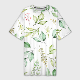 Платье-футболка 3D с принтом Herbalife ,  |  | Тематика изображения на принте: зелень | лето | листья | осень | ягода