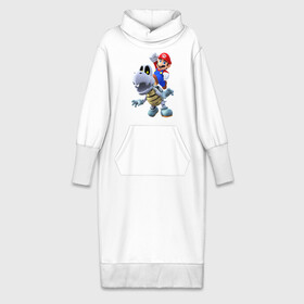 Платье удлиненное хлопок с принтом Mario hit ,  |  | mario | nintendo switch | odyssey | turtle | марио | нинтендо свитч | одиссея | черепаха