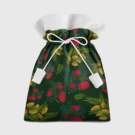 Подарочный 3D мешок с принтом ветки рябины и облепихи , 100% полиэстер | Размер: 29*39 см | ветки | деревья | зеленый | зима | лес | листья | новый год | облепиха | осень | праздничный | природа | рождество | рябина | темно зеленый | ягоды