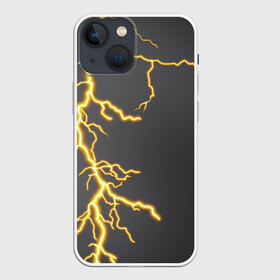 Чехол для iPhone 13 mini с принтом Яркая молния ,  |  | гроза | гром | желтый | молния | рисунок | узор | чёрный | электрический заряд | электричество | яркая молния | яркий свет | ярко