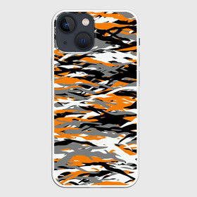 Чехол для iPhone 13 mini с принтом Тигровый камуфляж ,  |  | 2022 | tiger | камуфляж | милитари | паттерн | полосатый | полоски | полосы | тигр