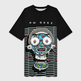 Платье-футболка 3D с принтом PIXEL ROBOT MORTY ,  |  | adult swim | cartoon network | morty | planetina | rick | rick and morty | картун нетворк | морти | планетина | рик | рик и морти