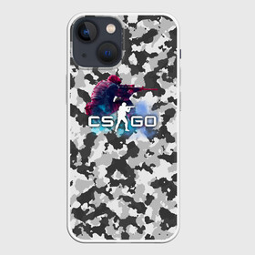 Чехол для iPhone 13 mini с принтом Хэдшoт CS:GO (Камуфляж) ,  |  | camouflage | counter strike | cs:go | flickshot | global offensive | khaki | kлaтч | mm | protective color | защитный цвет | камуфляж | контер страйк | кс го | нyб | пpocтpeл | плeнт | серый | фраг | хаки | хэдшoт | эйc