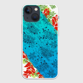 Чехол для iPhone 13 mini с принтом ЛЕТНИЕ КРАСКИ | ТРОПИКИ   SUMMER   МОРЕ ,  |  | holiday | paints | palmen | palms | pattern | sea | summer | sun | tropical | каникулы | краски | лето | листья | море | пальмы | паттерн | солнце | тропики