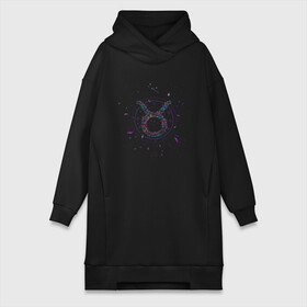 Платье-худи хлопок с принтом Floral Taurus Телец из цветов ,  |  | art | flower | flowers | geometric | gradient | space | арт | венера | геометрия | гороскоп | градиент | графика | иллюстрация | космос | минимализм | мистика | мистицизм | подарок тельцу | созвездие | созвездия | флора