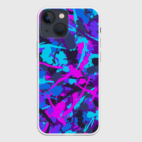 Чехол для iPhone 13 mini с принтом Неоновые кляксы ,  |  | абстракция | неон | паттерн | пятна | фиолетовый