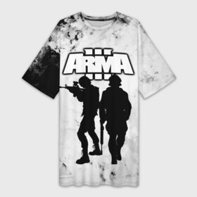 Платье-футболка 3D с принтом Arma  Арма,Tactical Simulator ,  |  | arma | arma tactics | army | machine | soldiers | tactical | war | автоматы | арма | армия | военный симулятор | война | оружие | симулятор | солдаты | стрелялки | тактические