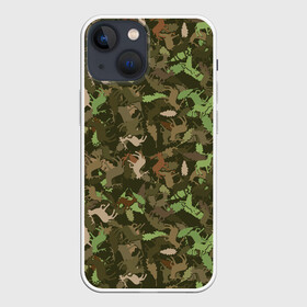 Чехол для iPhone 13 mini с принтом Лоси в дубовом лесу ,  |  | Тематика изображения на принте: hunter | hunting | дубовый лес | егерь | звери | капканы | лес | оружие | охота | охота на лося | охотник | ружьё