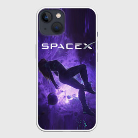 Чехол для iPhone 13 с принтом Space X Girl in zero gravity ,  |  | american company | astronaut | emblem | girl | in zero gravity | logo | planets | space | space x | suborbital flights | американская компания | астронавт | в невесомости | девушка | космос | логотип | осколки | планеты | суборбитальные пол