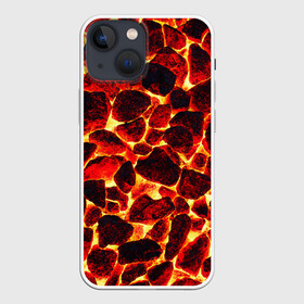 Чехол для iPhone 13 mini с принтом КАМНИ В МАГМЕ | ROCKS IN MAGMA ,  |  | abstract | fire | high temperature | lava | magma | magmatic | melt | texture | абстракция | высокая температура | камни в магме | лава | магма | магматический | магмовый | огонь | расплав | текстура