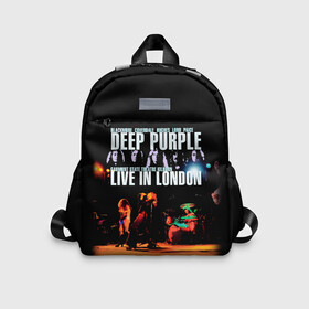 Детский рюкзак 3D с принтом Deep Purple   Live In London , 100% полиэстер | лямки с регулируемой длиной, сверху петелька, чтобы рюкзак можно было повесить на вешалку. Основное отделение закрывается на молнию, как и внешний карман. Внутри дополнительный карман. По бокам два дополнительных кармашка | deep purple | альбом | гловер | группа | дееп | деп | ди | дип перпл | диперпл | дипперпл | иэн гиллан | иэн пэйс | лого | логотип | метал | морс | пепл | прогрессивный | психоделический | рок | символ | хард