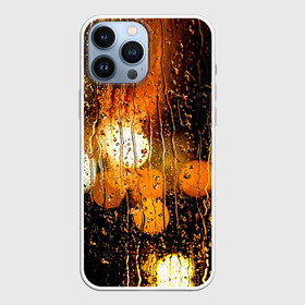 Чехол для iPhone 13 Pro Max с принтом В городе дождь ,  |  | Тематика изображения на принте: bright | city | drops | evening | lights | rain | summer | wet | вечер | город | дождь | капли | летний | мокрое | огни | стекло | яркие