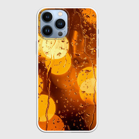 Чехол для iPhone 13 Pro Max с принтом Дождик золотой ,  |  | Тематика изображения на принте: bright | city | drops | evening | golden | lights | rain | wet | вечер | город | дождик | золотой | капли | мокрое | огни | стекло | яркие