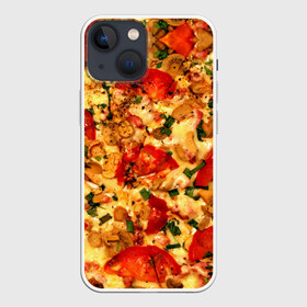 Чехол для iPhone 13 mini с принтом Пицца с грибами ,  |  | baked | cheese | food | herbs | italian | mushrooms | onions | pizza | tomatoes | грибы | еда | запечённые | зелень | итальянская | лук | пицца | помидоры | сыр