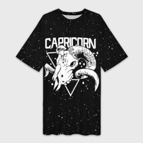 Платье-футболка 3D с принтом Dark Capricorn ,  |  | capricorn | zodiac | астрология | гороскоп | гороскопы | зз | знаки зодиака | зодиак | козерог