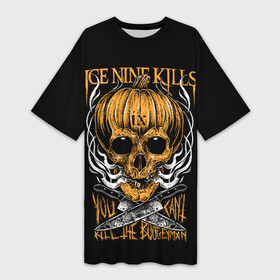 Платье-футболка 3D с принтом Ice Nine Kills, You Can t Kill The Boogeyman ,  |  | heavy metal | ice nine | ice nine kills | ink | you cant kill the boogeyman | группы | метал | музыка | рок | тыква | череп