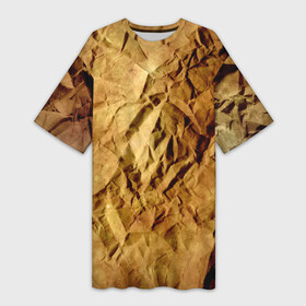 Платье-футболка 3D с принтом Старая мятая бумага ,  |  | crumpled | dirty | old | packaging | paper | relief | rusty | texture | wrinkled | yellow | бумага | грязная | желтая | мятая | помятая | рельеф | ржавая | старая | текстура | упаковочная