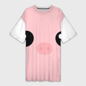 Платье-футболка 3D с принтом розовая свинка ,  |  | для девушек | милое создание | милый поросенок | поросёнок | свинка | свинья