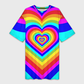 Платье-футболка 3D с принтом Цветные сердца  Colored hearts ,  |  | 00s | 2000s | 70s | 80s | 90s | aesthetic | bratz | colour | cow | cute | funny | girl | girly | glitter | grunge | heart | indie | meme | memes | pastel | pink | pinterest | popular | rainbow | retro | tiktok | trending | trendy | tumblr | vintage | vsco