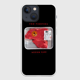 Чехол для iPhone 13 mini с принтом Medium Rare   Foo Fighters ,  |  | ff | foo fighters | альтернативный | группа | дэйв грол | крис шифлетт | кусок | метал | музыка | мясо | надпись | нэйт мендел | постгранж | пэт смир | рок | тейлор хокинс | упаковка | фу файтерс | фф | хард