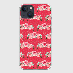 Чехол для iPhone 13 с принтом Красные розы паттерн ,  |  | rose | паттерн | розочки | розы | цветки | цветочки | цветы