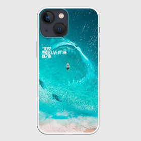 Чехол для iPhone 13 mini с принтом Shark in sea ,  |  | акула | арт | бирюза | море | пляж
