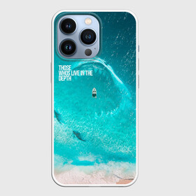 Чехол для iPhone 13 Pro с принтом Shark in sea ,  |  | акула | арт | бирюза | море | пляж