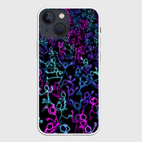 Чехол для iPhone 13 mini с принтом Neon Rave Party ,  |  | disco | rave | дискотека | неоновый | рейв | танцы | человечки