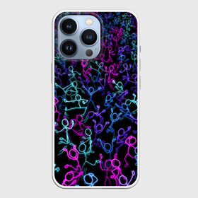 Чехол для iPhone 13 Pro с принтом Neon Rave Party ,  |  | disco | rave | дискотека | неоновый | рейв | танцы | человечки