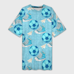 Платье-футболка 3D с принтом Юный футболист ,  |  | мальчик | мяч | футбол | футболист | футбольный мяч | школьник