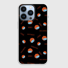 Чехол для iPhone 13 Pro с принтом Halloween 2021 , тыква в маске и коронавирус на черном фоне ,  |  | autumn | coronavirus | covid | holiday | mask | medical | monsters | orange | pandemic | pumpkins | ковид | коронавирус | маска | медицинская | монстры | оранжевая | осень | пандемия | праздник | тыквы