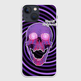 Чехол для iPhone 13 mini с принтом Магический череп ,  |  | blood | day of the dead | from the eyes | happy halloween | holiday | hypnosis | lilac | look | magical | skull | spiral | взгляд | гипноз | день мертвых | из глаз | кровь | магический | праздник | сиреневый | спираль | хэллоуин | череп