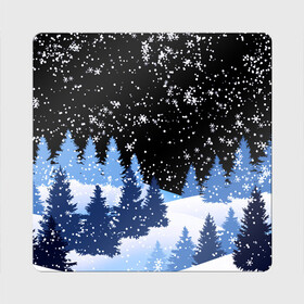 Магнит виниловый Квадрат с принтом Снежная ночь в зимнем лесу , полимерный материал с магнитным слоем | размер 9*9 см, закругленные углы | christmas | christmas tree | happy new year | merry christmas | new year | snow | snowflakes | tree | белый снег | декабрь | ёлка | елки | зима | зима близко | зимний орнамент | зимний узор | лес | моро | новый год | пейзаж | подарок | природа